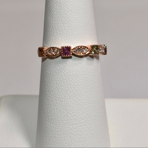 Multicolor Sapphire & Diamond stack-able
Band Ring - Picture 2 of 3
